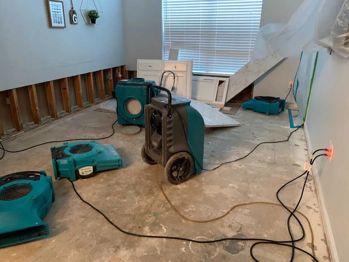 Dehumidifier in flood-cut room for Water Damage Restoration in Milledgeville