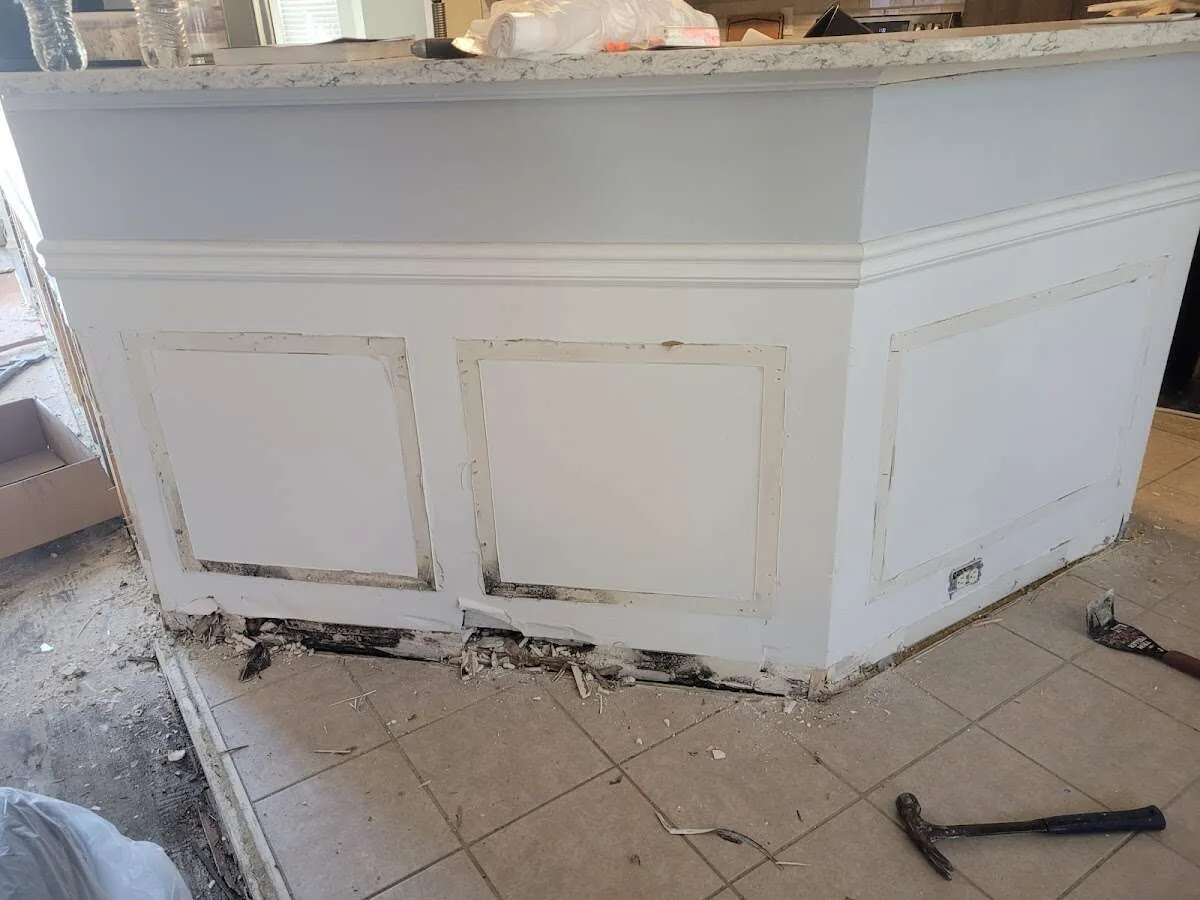 Water damage and mold on kitchen during Storm Damage Restoration in Milledgeville